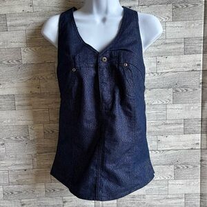 Fubu‎ Y2K Vintage Blue Denim Jean stretchy Halter tank top 11/12 large festival